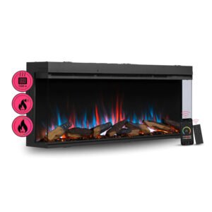 BALDERIA AH-52 Elektrokamin Einbaukamin Heizung 3D-Flammeneffekt Wifi App Schwarz