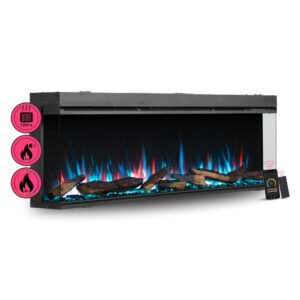 BALDERIA AH-60 Elektrokamin Einbaukamin Heizung 3D-Flammeneffekt Wifi App Schwarz
