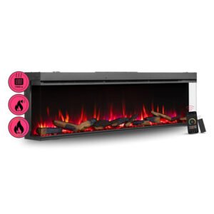 BALDERIA AH-72 Elektrokamin Einbaukamin Heizung 3D-Flammeneffekt Wifi App Schwarz