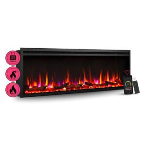 BALDERIA AT-60 Elektrokamin Einbaukamin Heizung 3D-Flammeneffekt Wifi App Schwarz