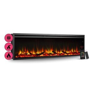 BALDERIA AT-72 Elektrokamin Einbaukamin Heizung 3D-Flammeneffekt Wifi App Schwarz