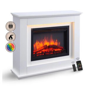 BALDERIA BA-AP Elektrokamin Standkamin Heizung 3D-Flammeneffekt Wifi App Weiß