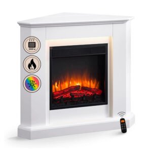 BALDERIA CA-WE Elektrokamin Standkamin Heizung 3D-Flammeneffekt Weiß