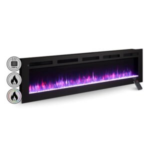 BALDERIA LE-70 Elektrokamin Wandkamin oder Einbaukamin Heizung 3D-Flammeneffekt Schwarz