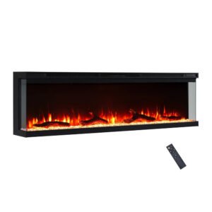 BALDERIA OR-60 Elektrokamin Wandkamin oder Einbaukamin Heizung 3D-Flammeneffekt Schwarz