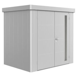 Biohort Gerätehaus Neo 1B Doppeltür Silber-Metallic