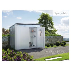 Biohort Metall-Gerätehaus AvantGarde Gr. A4 silber-metallic Doppeltür schmal