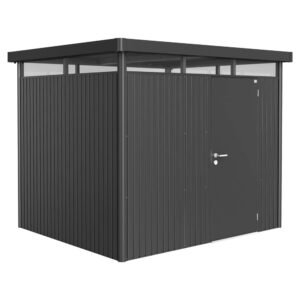 Biohort Metall-Gerätehaus HighLine Dunkelgrau-Metallic 5,6 m² Einzeltür