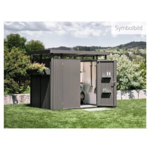 Biohort Metall-Gerätehaus HighLine H6 Dunkelgrau-Metallic 8,53 m² Doppeltür