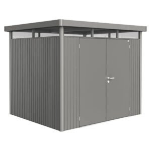 Biohort Metall-Gerätehaus HighLine Quarzgrau-Metallic 5,6 m² Doppeltür