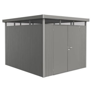 Biohort Metall-Gerätehaus HighLine Quarzgrau-Metallic 7,6 m² Doppeltür