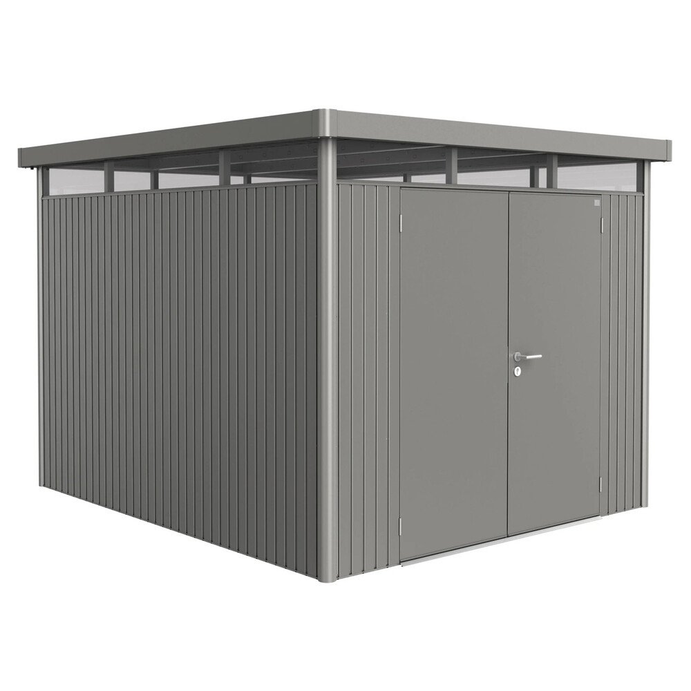 Biohort Metall-Gerätehaus HighLine Quarzgrau-Metallic 7,6 m² Doppeltür
