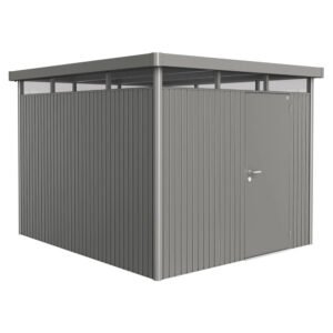 Biohort Metall-Gerätehaus HighLine Quarzgrau-Metallic 7,6 m² Einzeltür