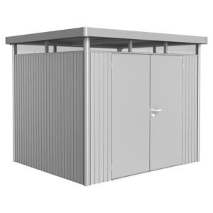 Biohort Metall-Gerätehaus HighLine Silber-Metallic 5,6 m² Doppeltür
