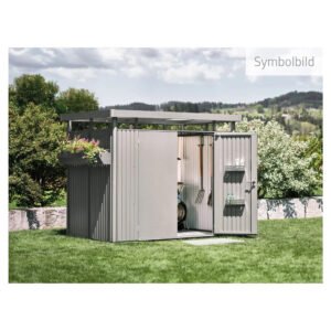 Biohort Metall-Gerätehaus HighLine Silber-Metallic 6,6 m² Einzeltür
