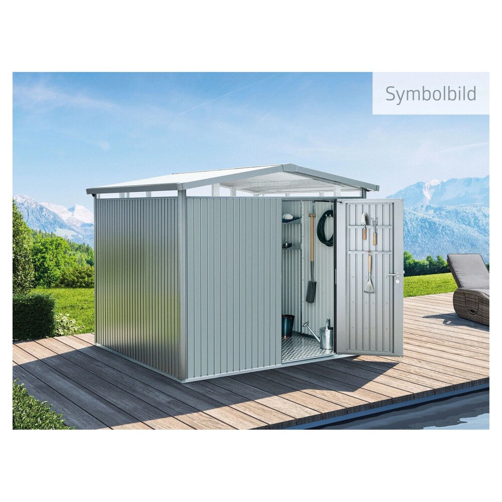 Biohort Metall-Gerätehaus Panorama Silber 7,6 m²
