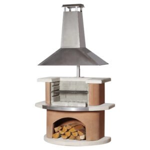 Buschbeck Grillkamin Kampen Terracotta-Weiß mit Edelstahlhaube