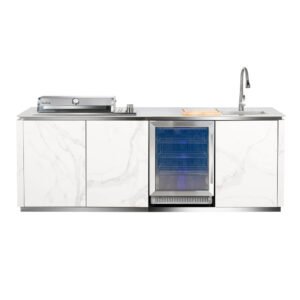 Buschbeck Outdoorküche Sheffield Keramikverkleidung Weiß inkl. Wetterschutzhülle