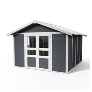 Grosfillex Kunststoff Gartenhaus Gerätehaus Domizil 11 m2 Dunkelgrau