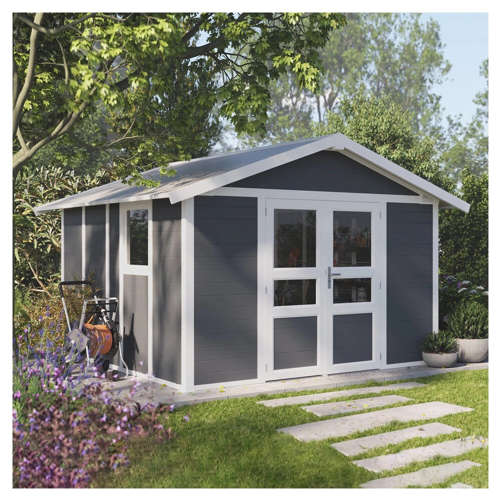 Grosfillex Kunststoff Gartenhaus Gerätehaus Domizil 11 m2 Dunkelgrau – Bild 6