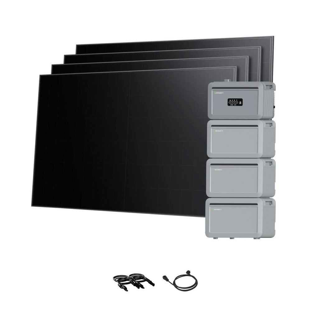 Growatt Balkonkraftwerk Set NEXA 2000 Speicher 8192 Wh mit 1920 W BC-Modulen Full-Black