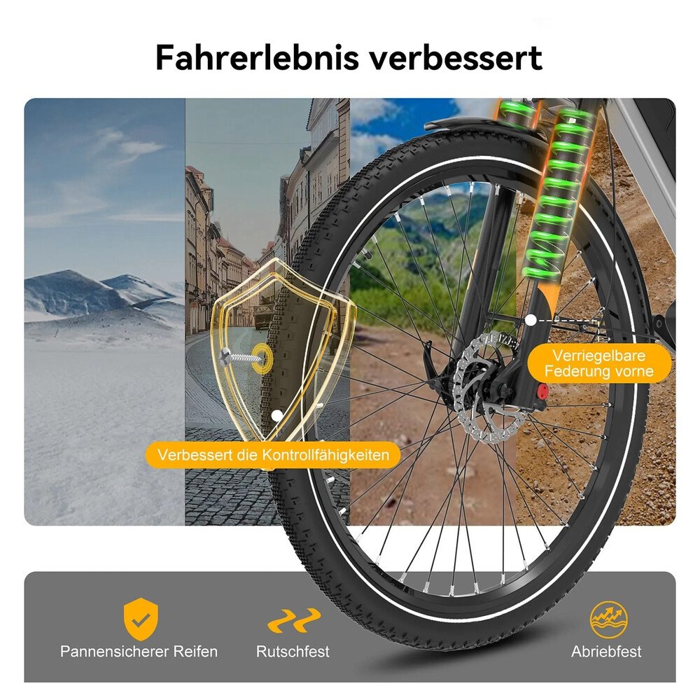 HITWAY E-Bike BK27 Pro 28 Zoll 16Ah Akku Reichweite 70-120KM 250W 7-Gang APP NFC – Bild 4