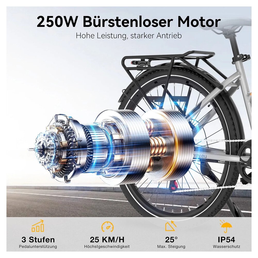 HITWAY E-Bike BK27 Pro 28 Zoll 16Ah Akku Reichweite 70-120KM 250W 7-Gang APP NFC – Bild 9