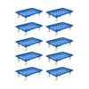 PROREGAL SparSet 10x Transportroller für Euroboxen 60 x 40 cm mit Kunststoffräder Blau Gitter/Rasterdeck 2 Lenkrollen und 2 Bremsrollen 300 kg