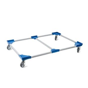 PROREGAL SparSet 12x Profi-Flex Transportroller für Euroboxen 120 x 80 cm mit Gummiräder Blau unterteilt 4 Lenkrollen Traglast 300 kg