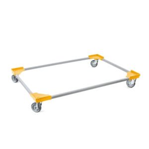 PROREGAL SparSet 12x Profi-Flex Transportroller für Euroboxen 120 x 80 cm mit Gummiräder Gelb 4 Lenkrollen Traglast 300 kg