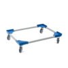 PROREGAL SparSet 12x Profi-Flex Transportroller für Euroboxen 80 x 60 cm mit Gummiräder Blau 4 Lenkrollen Traglast 300 kg