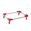 PROREGAL SparSet 12x Profi-Flex Transportroller für Euroboxen 80 x 60 cm mit Gummiräder Rot 4 Lenkrollen Traglast 300 kg