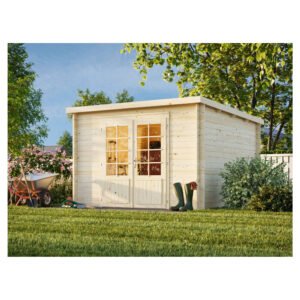 Palmako Gartenhaus Ella 300 x 300 cm Lackiert Hellgrau-Anthrazit FSC®