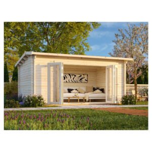 Palmako Gartenhaus Ines Bifold 480 x 300 cm Lackiert Grau-Anthrazit FSC®