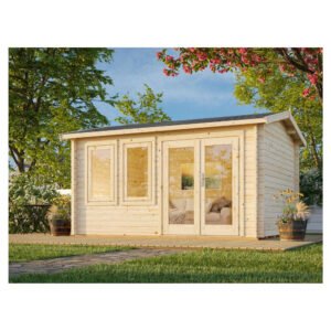Palmako Iris Holz-Gartenhaus Natur Satteldach Unbehandelt 390 cm x 300 cm