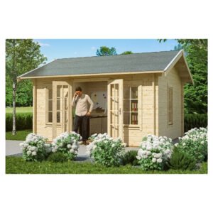 Skan Holz Holz-Gartenhaus Lugano 1 DS Satteldach Unbehandelt 500 cm x 380 cm