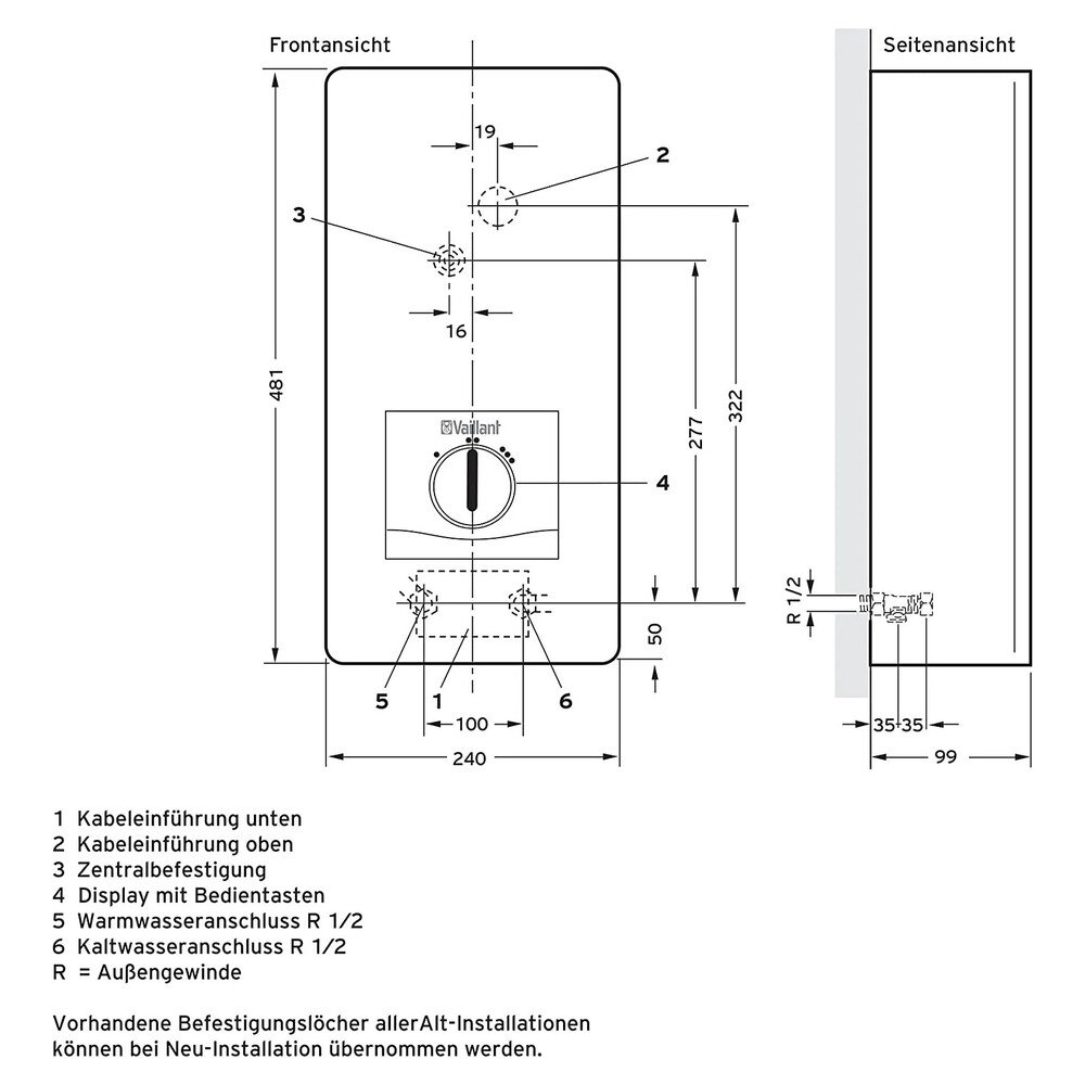 Vaillant Durchlauferhitzer VED E 21/8 PRO Weiß – Bild 2