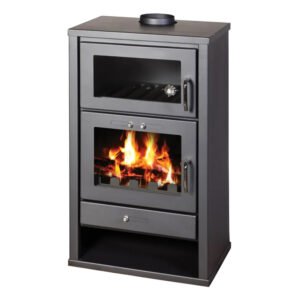 Victoria Kaminofen Triumph F Schwarz mit Backfach und 12,3 kW