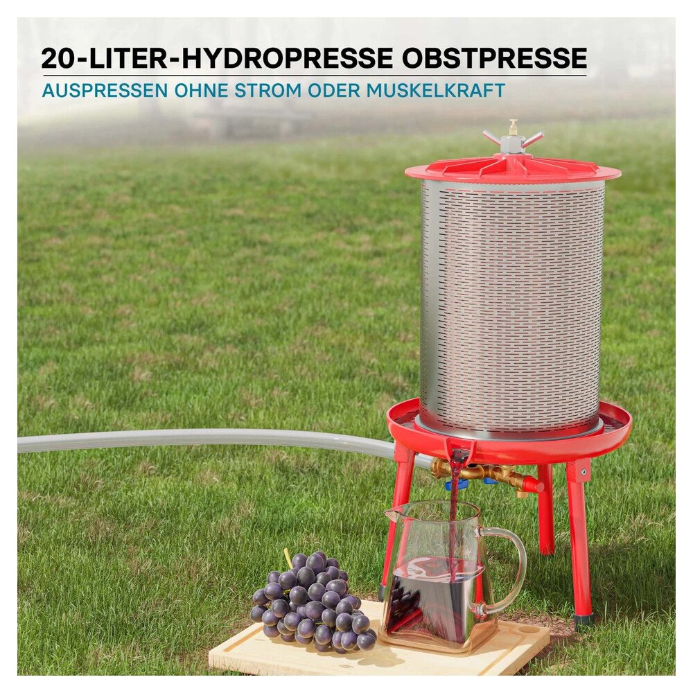Wiltec Hydropresse 20L 3Bar Edelstahl Obstpresse Mostpresse Weinpresse Fruchtpresse – Bild 2