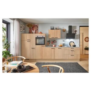 pino Küchenzeile 360 cm Eiche Aviva Anschlag links 1 Geräte-, 1 Apothekerschrank