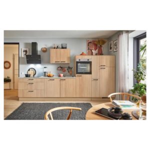 pino Küchenzeile 370cm Eiche Aviva Anschlag rechts 1 Geräte-, 1 Apothekerschrank
